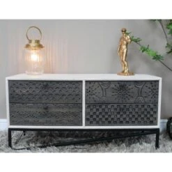 Small White Mango Wood Storage Cabinet