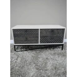 Small White Mango Wood Storage Cabinet -Dining Tables Sales small white mango wood storage cabinet p83782 173778 zoom