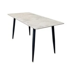 Titus 1.4 Black Dining Table With Polar White Sintered Stone Top