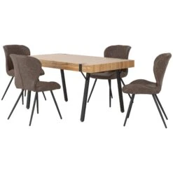 Treviso Brown PU Dining Set With Quebec Chairs