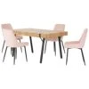 Treviso Light Oak Dining Set With Baby Pink Velvet Avery Chairs