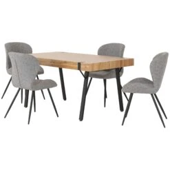Treviso Light Oak Dining Set With Grey Faux Leather Quebec Chairs