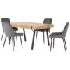 Treviso Light Oak Dining Set With Grey Velvet Avery Chairs