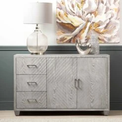 Venus 3 Drawer 2 Door Grey Sideboard