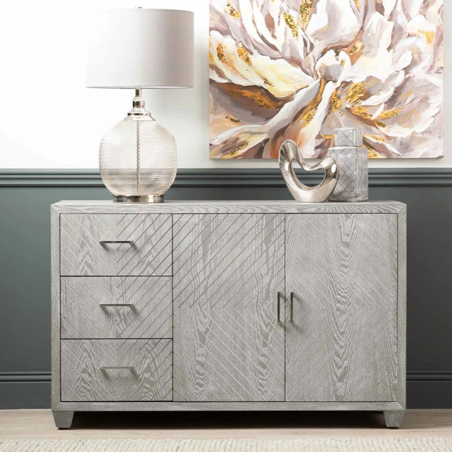 Venus 3 Drawer 2 Door Grey Sideboard 1 Venus 3 Drawer 2 Door Grey Sideboard