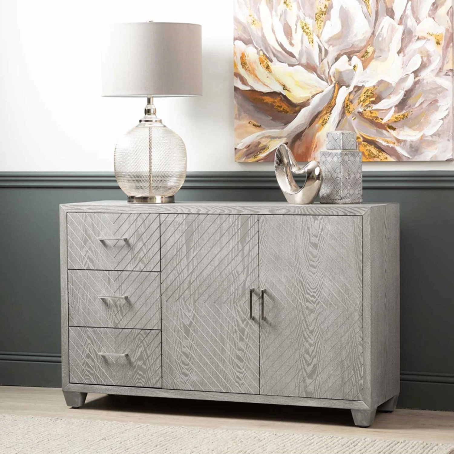 Venus 3 Drawer 2 Door Grey Sideboard 2 Venus 3 Drawer 2 Door Grey Sideboard - Image 2