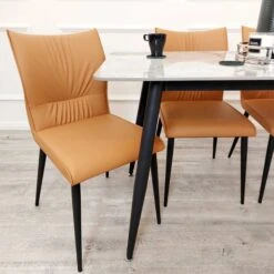 Venus Dining Table With 4 Tan Flora Chairs -Dining Tables Sales venus dining table with 4 tan flora chairs p81856 166308 zoom