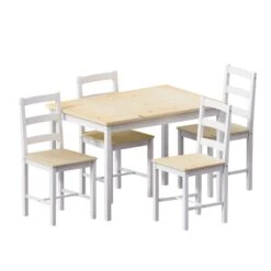 Vida Designs Yorkshire 4 Seater Dining Set - White & Pine