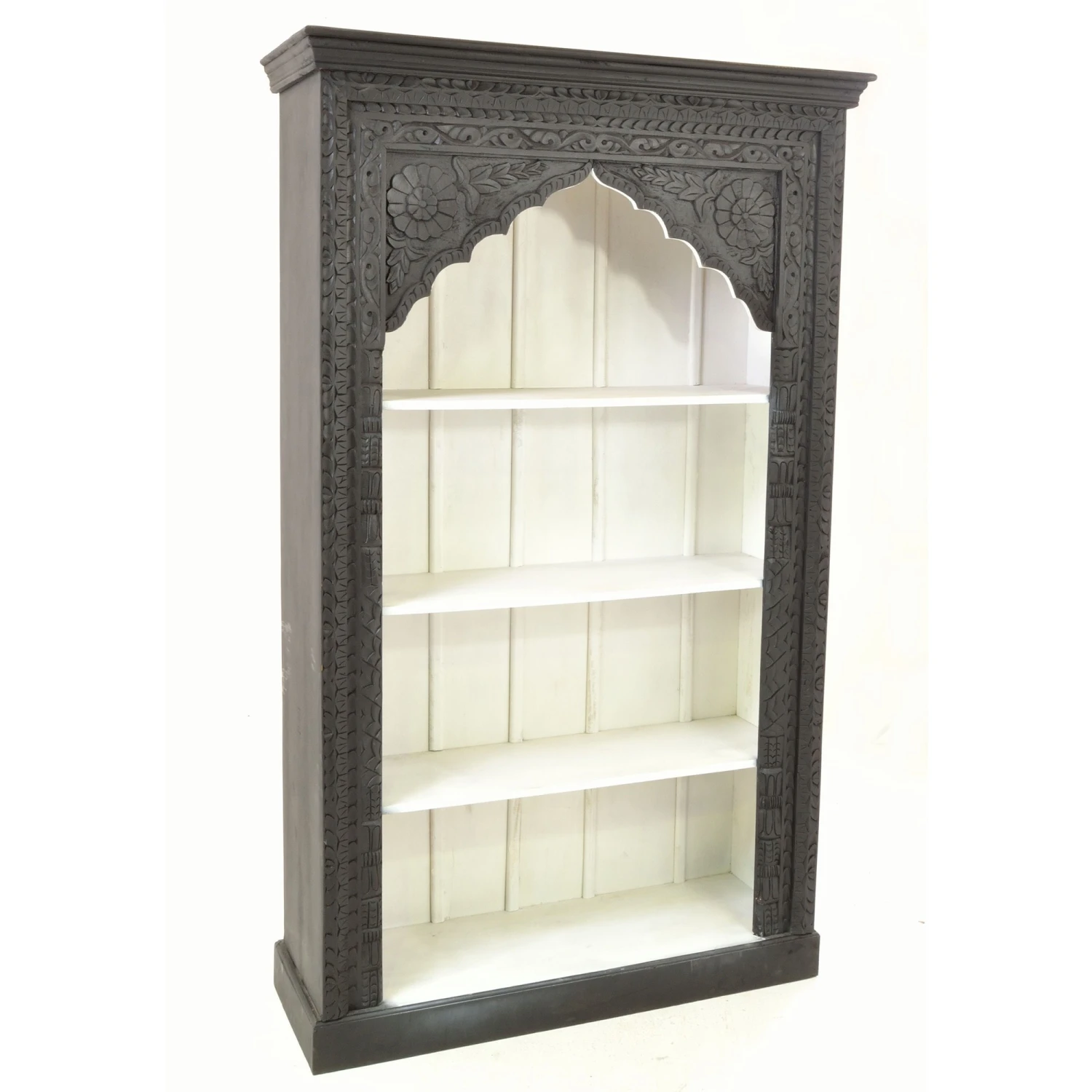 Vintage Carved Black And White Bookcase 2 Vintage Carved Black And White Bookcase - Image 2