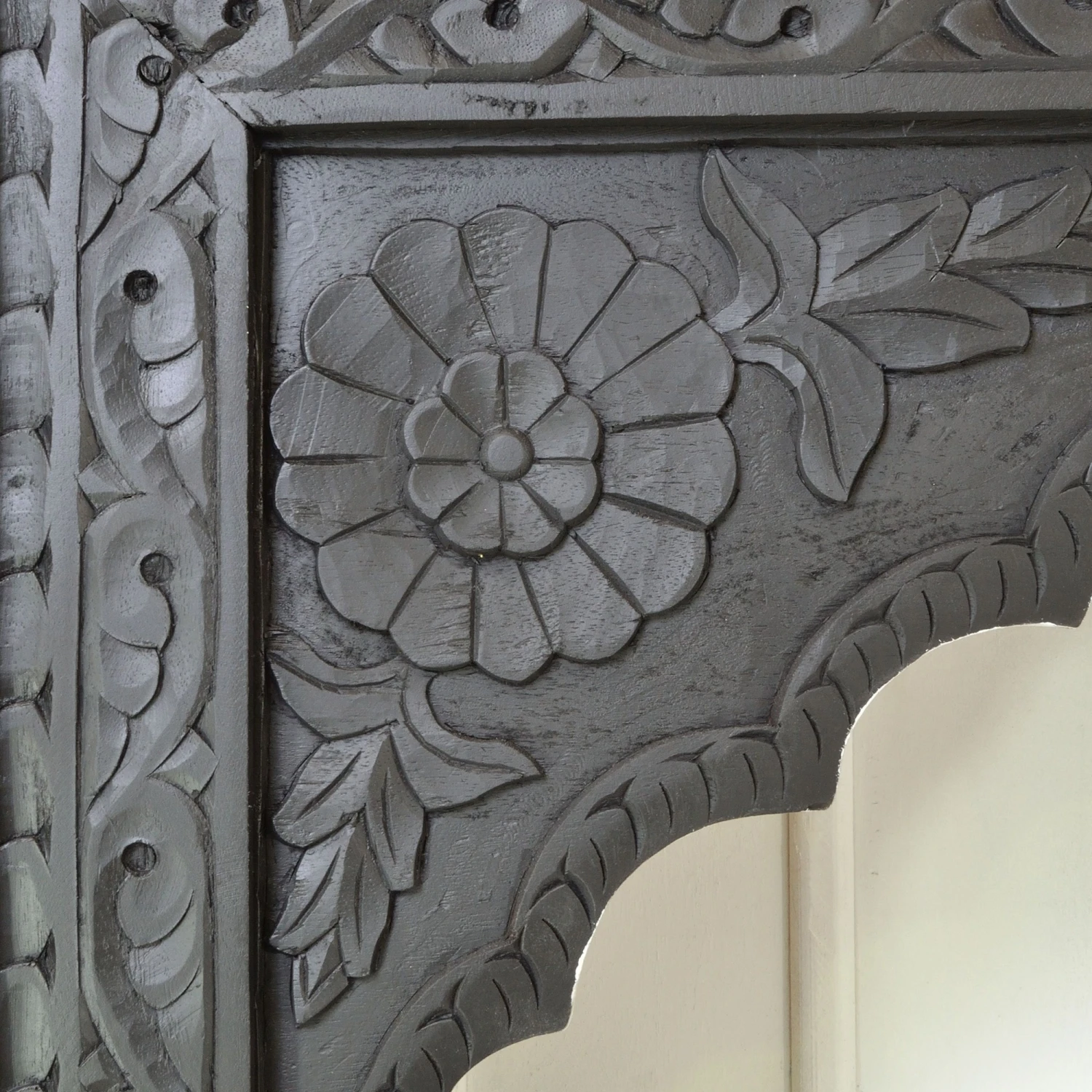 Vintage Carved Black And White Bookcase 7 Vintage Carved Black And White Bookcase - Image 7