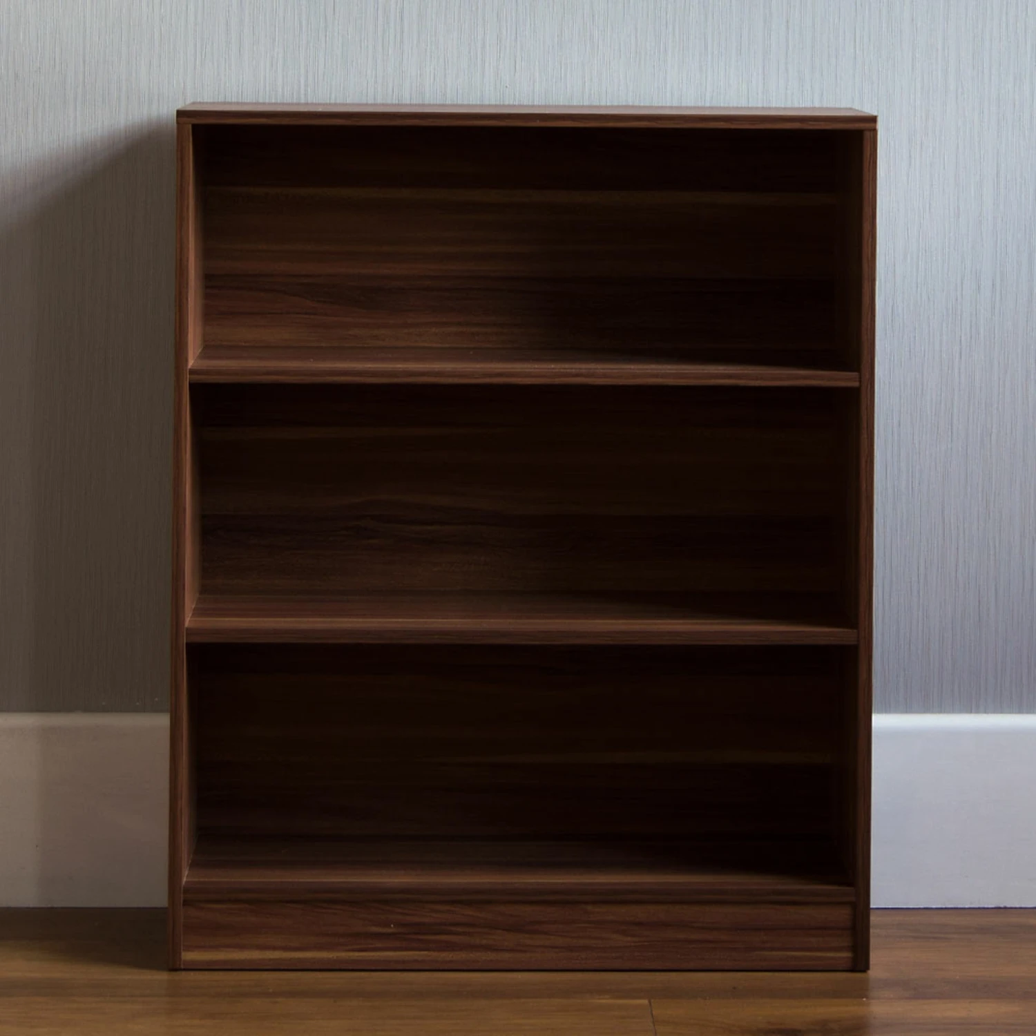 Walnut 3 Tier Low Bookcase 4 Walnut 3 Tier Low Bookcase - Image 4