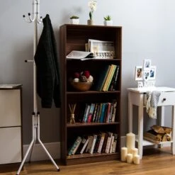 Walnut 4 Tier Bookcase -Dining Tables Sales walnut 4 tier bookcase p53707 70442 zoom