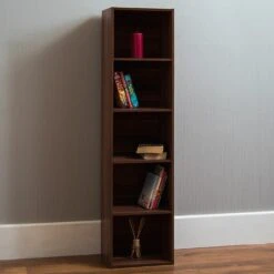 Walnut 5 Tier Cube Bookcase
