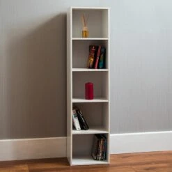White 5 Tier Cube Bookcase