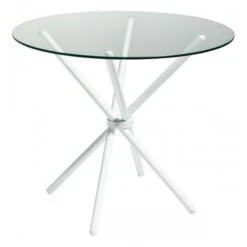White Criss Cross Glass Dining Table