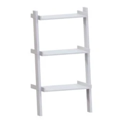 York 3 Tier White Ladder Bookcase