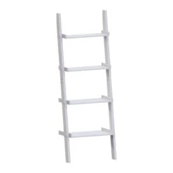 York 4 Tier White Ladder Bookcase