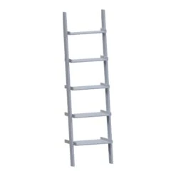 York 5 Tier Grey Ladder Bookcase