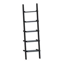 York Black 5 Tier Ladder Bookcase