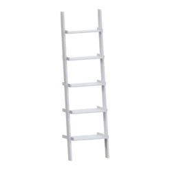 York White 5 Tier Ladder Bookcase